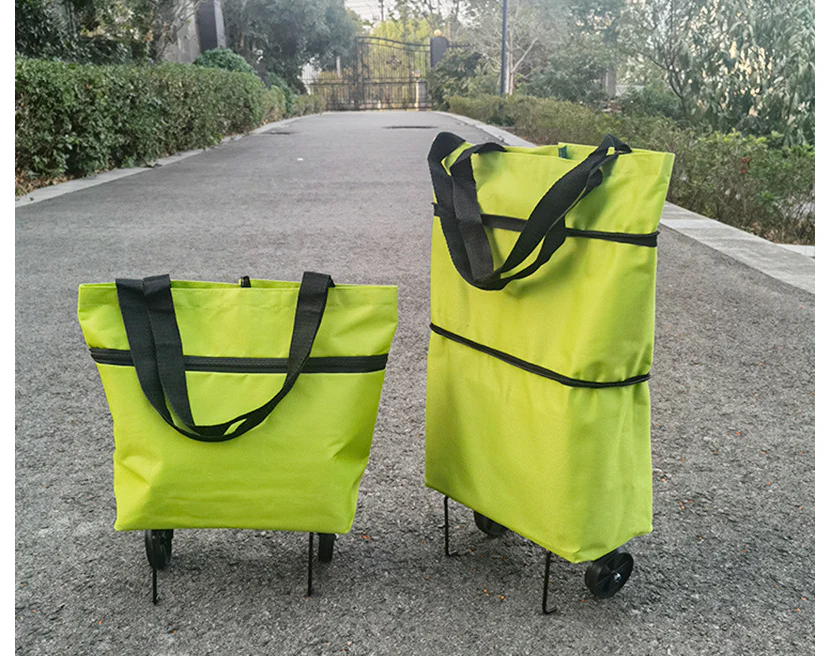 עגלת קניות מתקפלת שהופכת לתיק משלבת גלגלים מתקפלים - Image 2